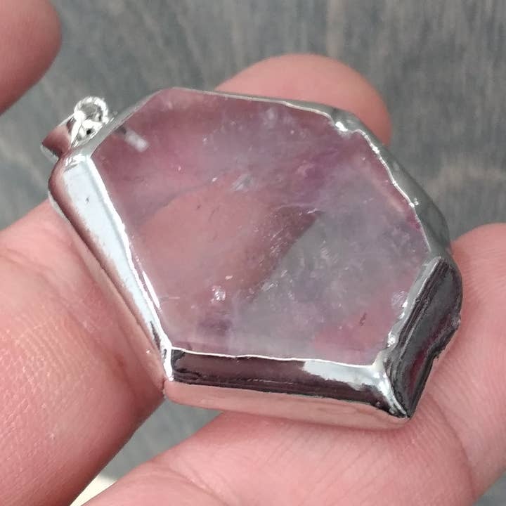 Amethyst Slab Pendant with Electroplated Edge – Jewelry for wholesale by Keystone Crystals