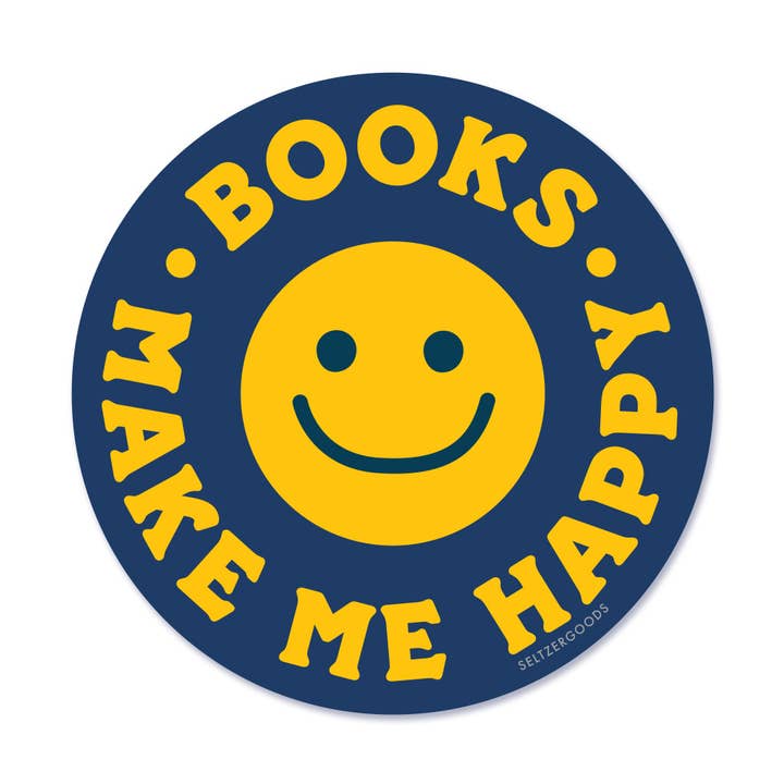 Seltzer Goods – Engroshandel Klistermærke – Glade Bøger Smiley Sticker0