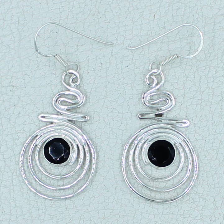 Sort Onyx Sterling sølv dingle øreringe for engroshandel hos Silvex Jewelry