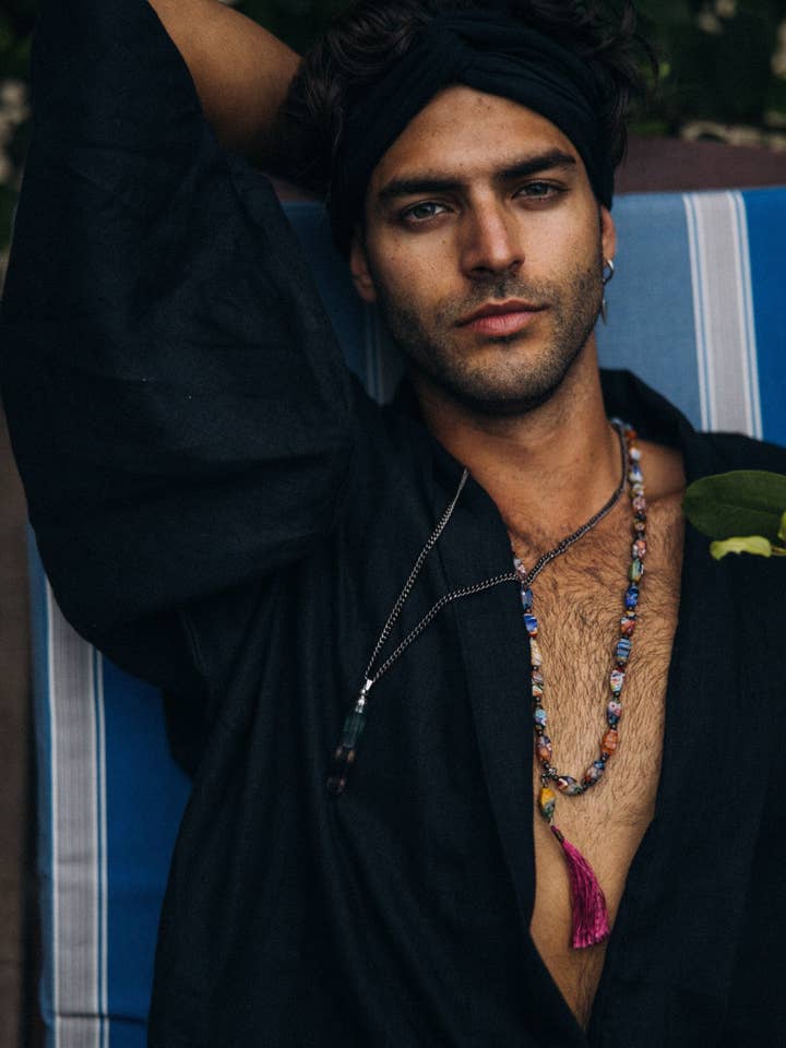 Linne Svart Haori Kimono För Honom för wholesale av Looks by Luks