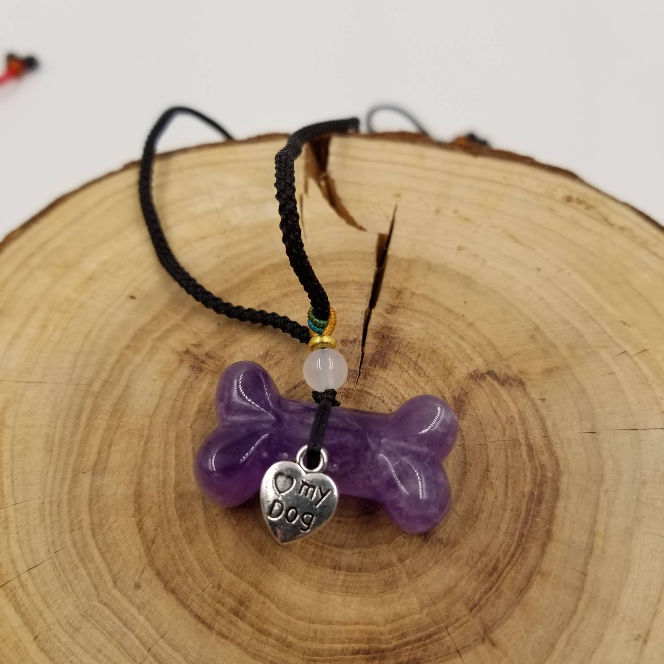 CHAKRA JEWELRY - Wholesale Pendant/Charm Necklace - "Love My Dog" Pet Natural Stone Bone Pendant Necklace3