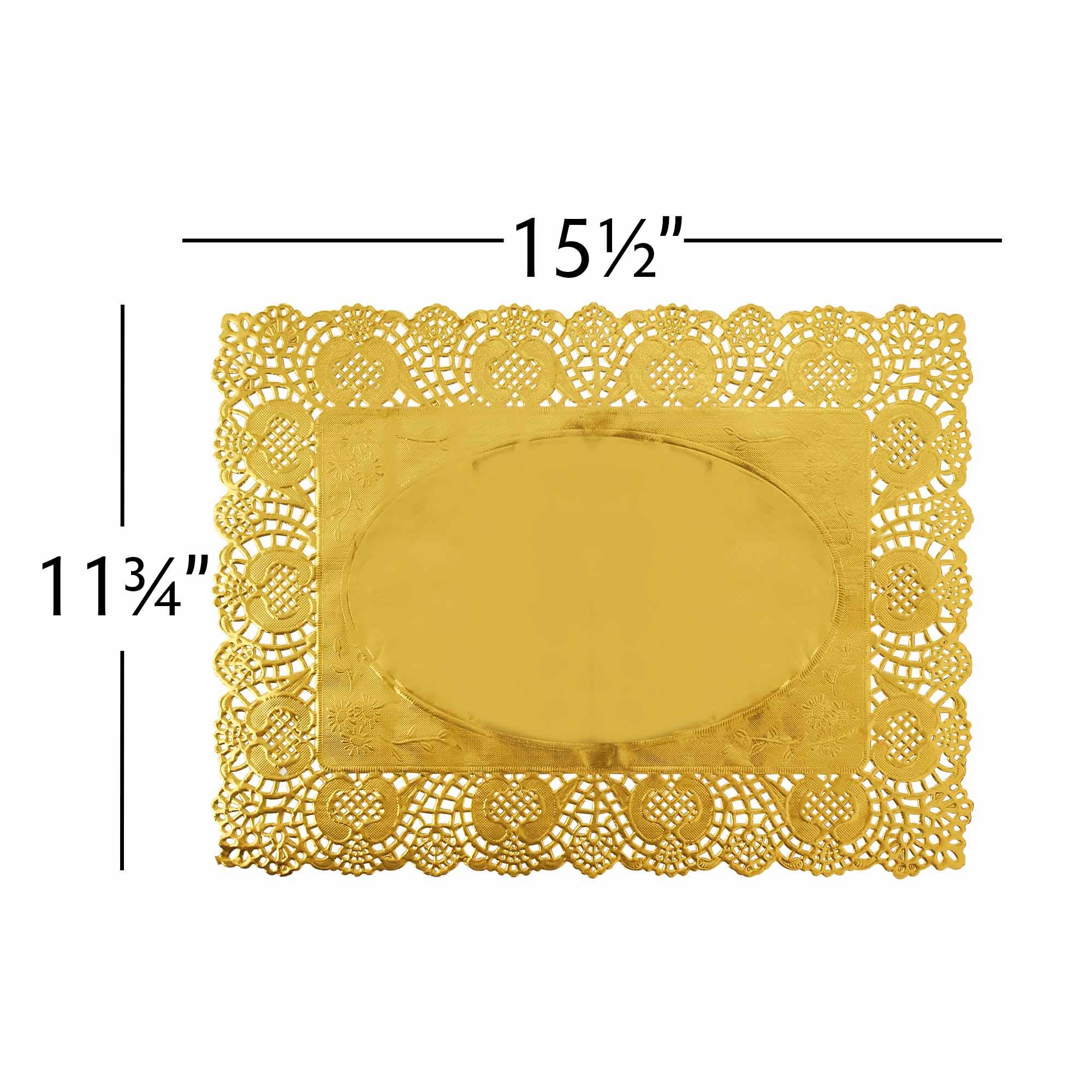 Gold Rectangle Paper Doilies 15½" L x 11¾" W - Set of 100-Gold for wholesale on Faire3