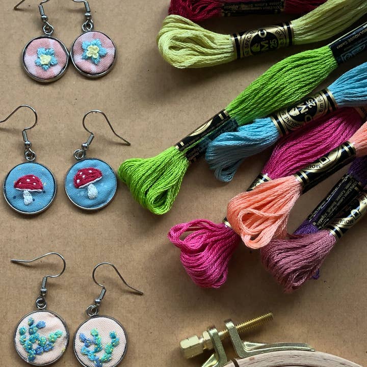 MCreativeJ - Wholesale Embroidery/Cross Stitch Supplies - Embroidered Earrings - Embroidery Kits for Beginners1