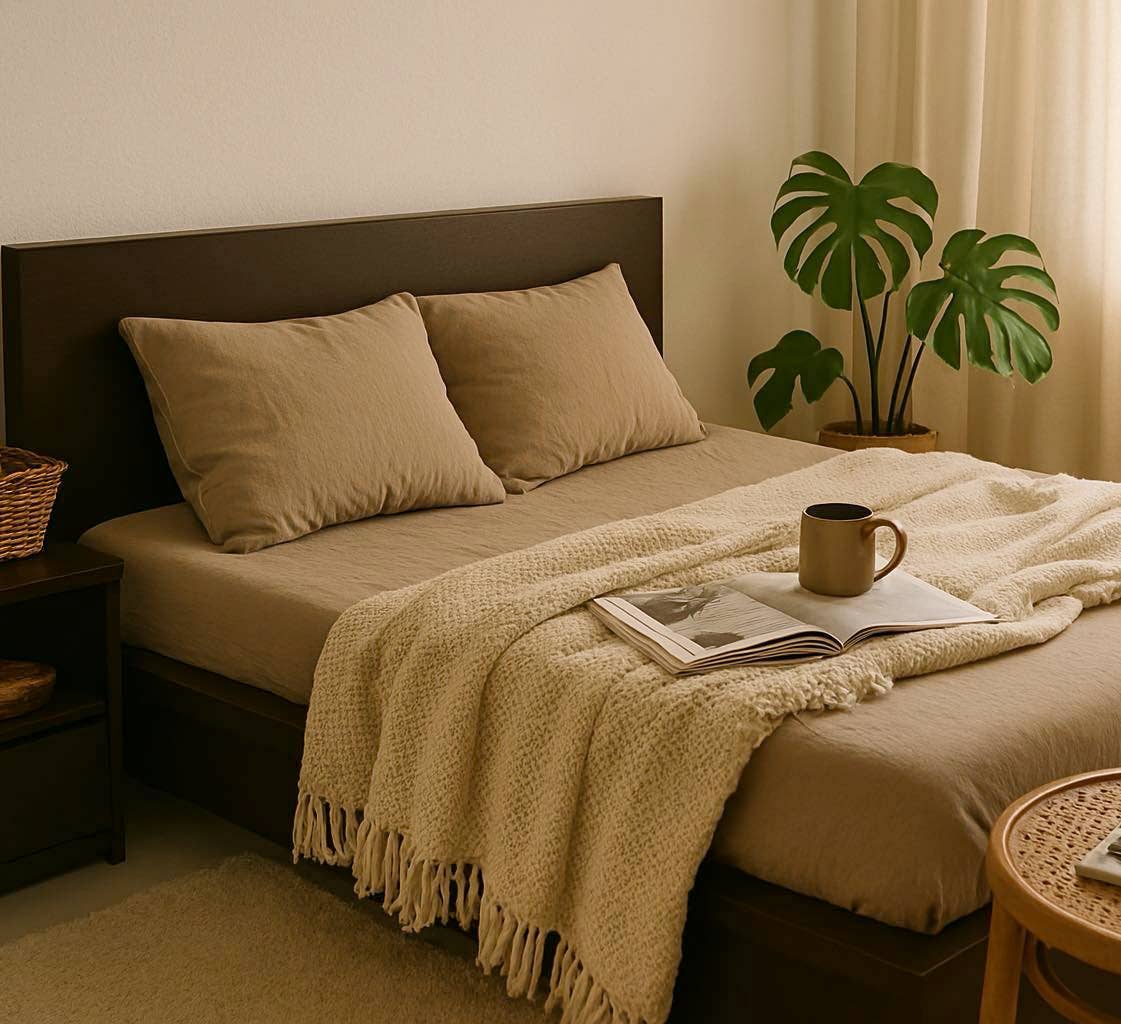 Q VITA - Wholesale Fitted Sheet - 100% French Linen Fitted Sheet (6 color options)3