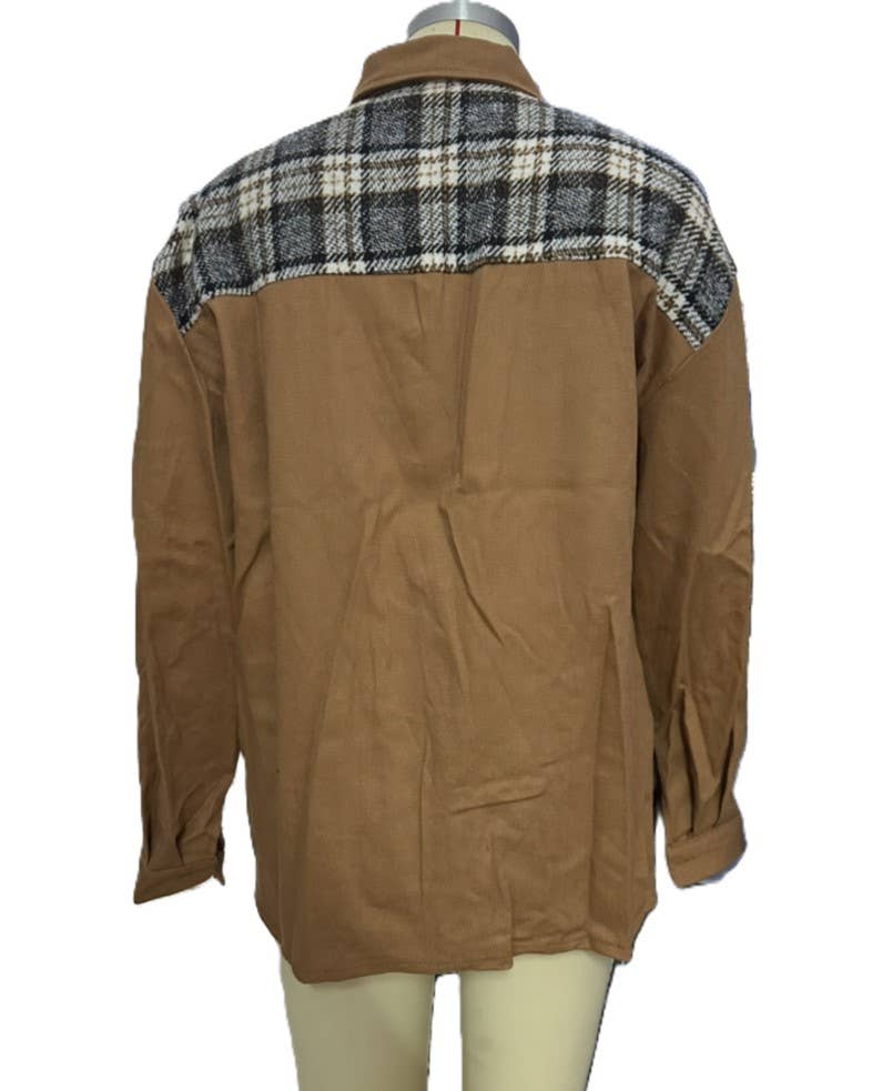 Rosa Clothing - Wholesale Shirt Jacket/Shacket - Women's - Long-Sleeved Plaid Button-Down Shirt Jacket11