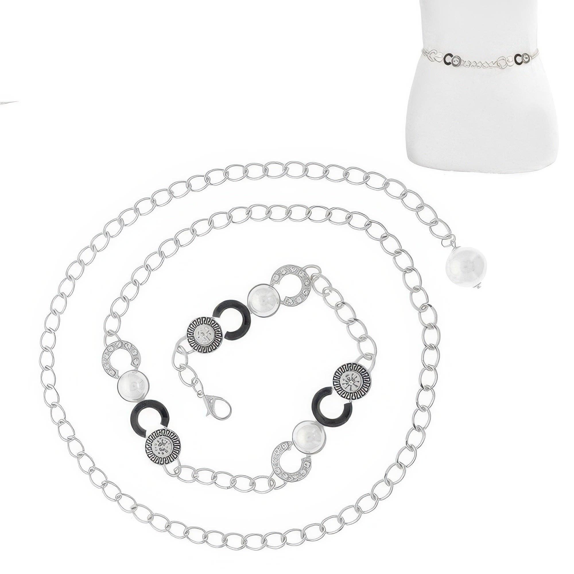 CC Wholesale Clothing – wholesale Belt – Women's – Fashionista Greek Key Jeweled Chain Link Belt1