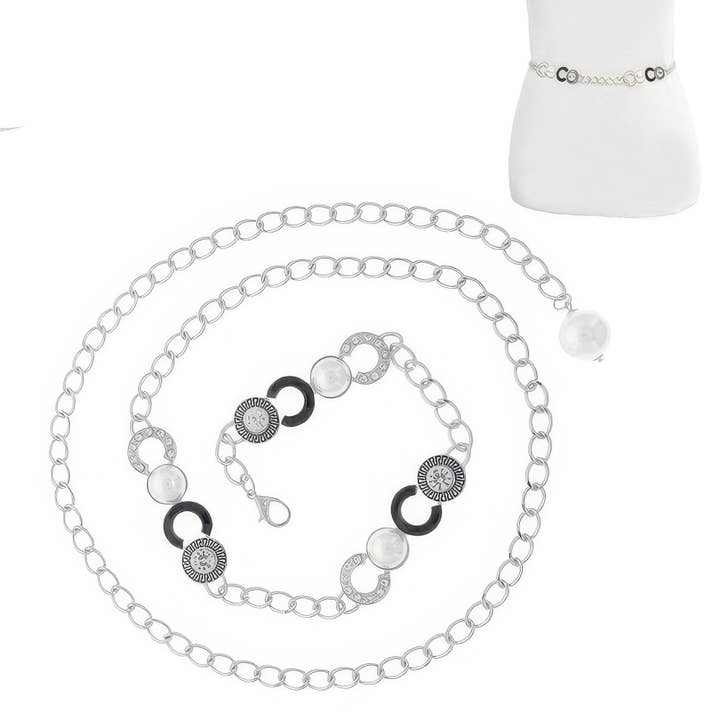 CC Wholesale Clothing – wholesale Belt – Women's – Fashionista Greek Key Jeweled Chain Link Belt1