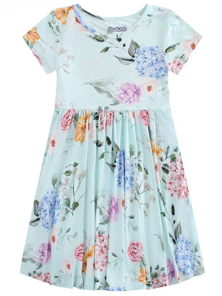 PoshTOT Hydrangea Bamboo Girls Twirl Dress for wholesale by Charlie's Project Kids