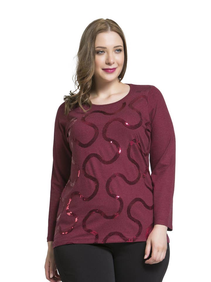 Streamers top met lovertjes voor wholesale door Tops & Plus