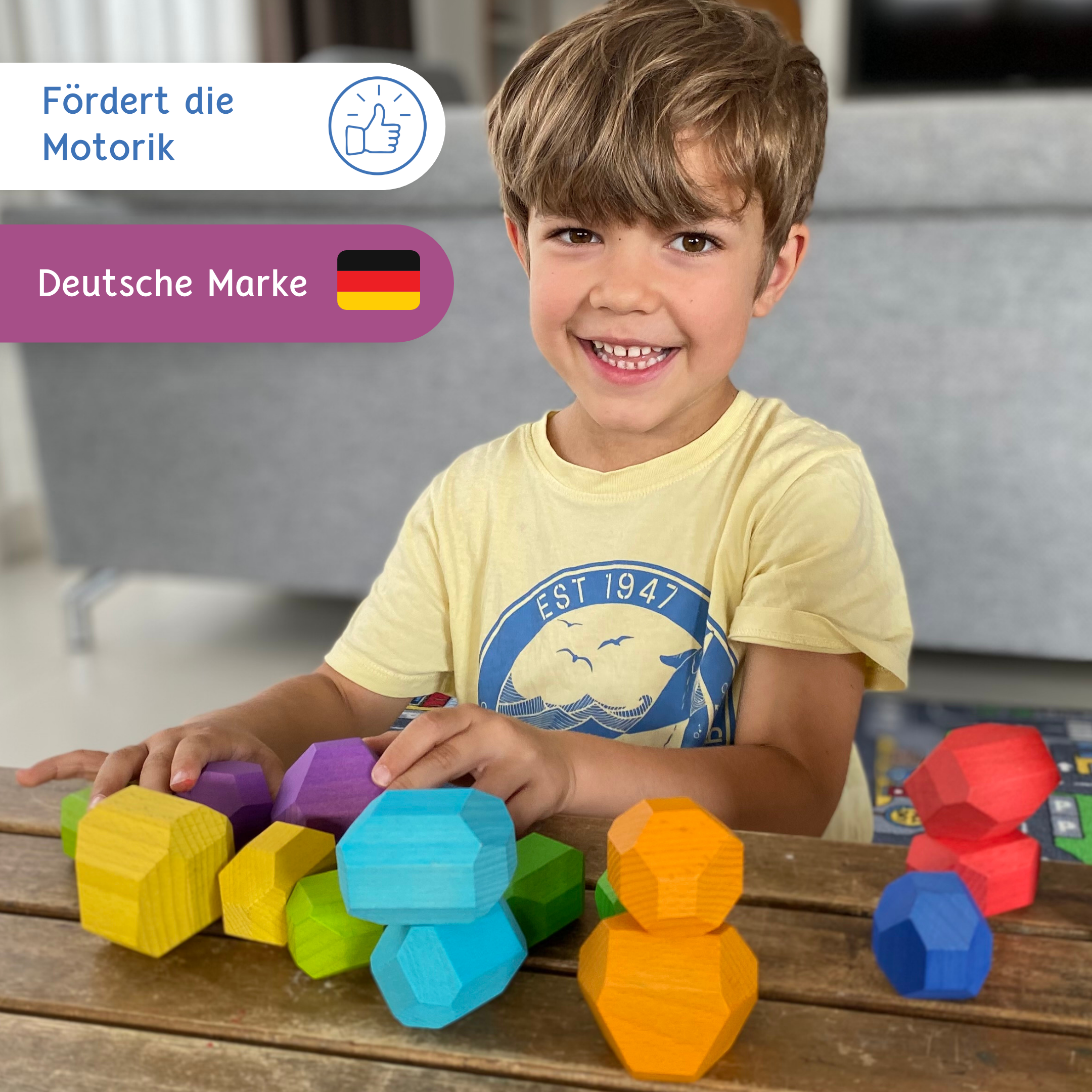 SCHMETTERLINE – Großhandel Holzspielzeug – Kinder – "Stapelino" - Balancier-Holzsteine aus Buchenholz für Kinder2