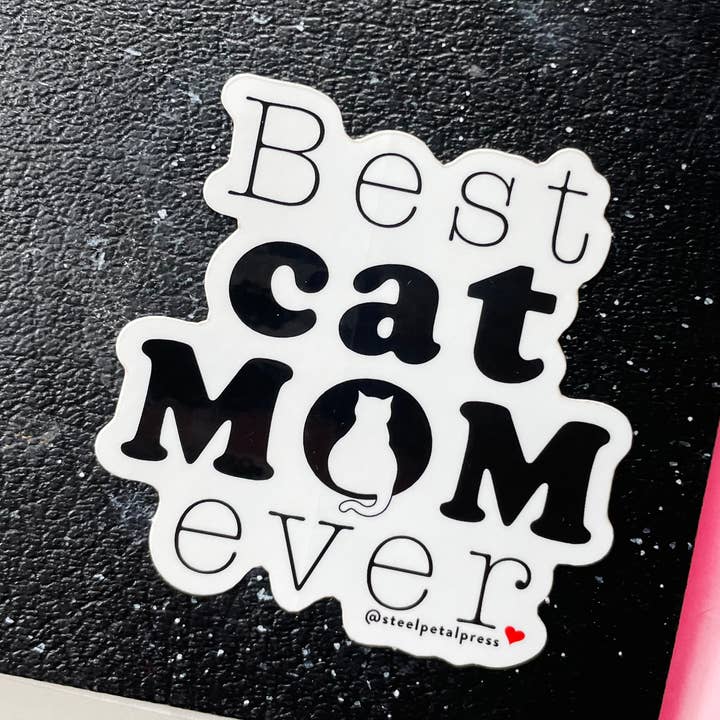 Cat Mom Die-Cut Sticker for wholesale by Steel Petal Press