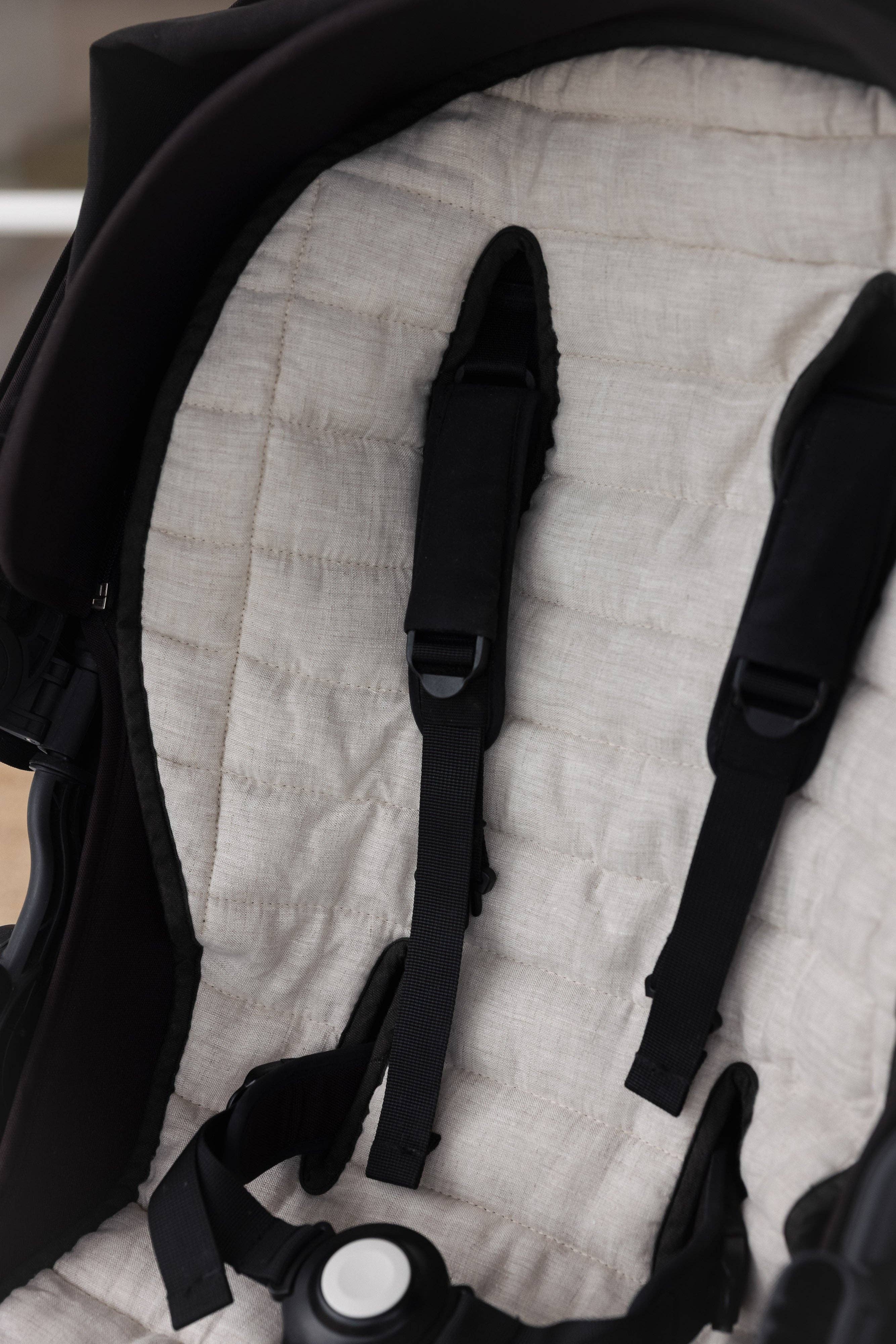 Beige Oatmeal & Stripe - Pram Liner- Stripe quilt for wholesale on Faire5