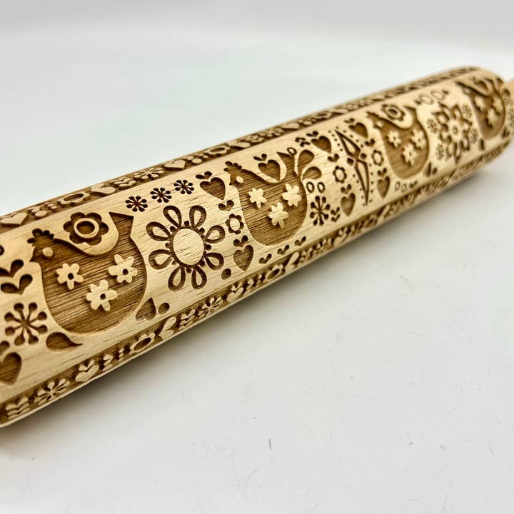 Hens Embossed Rolling Pin For Baking for wholesale by Sweet Rolling Pins