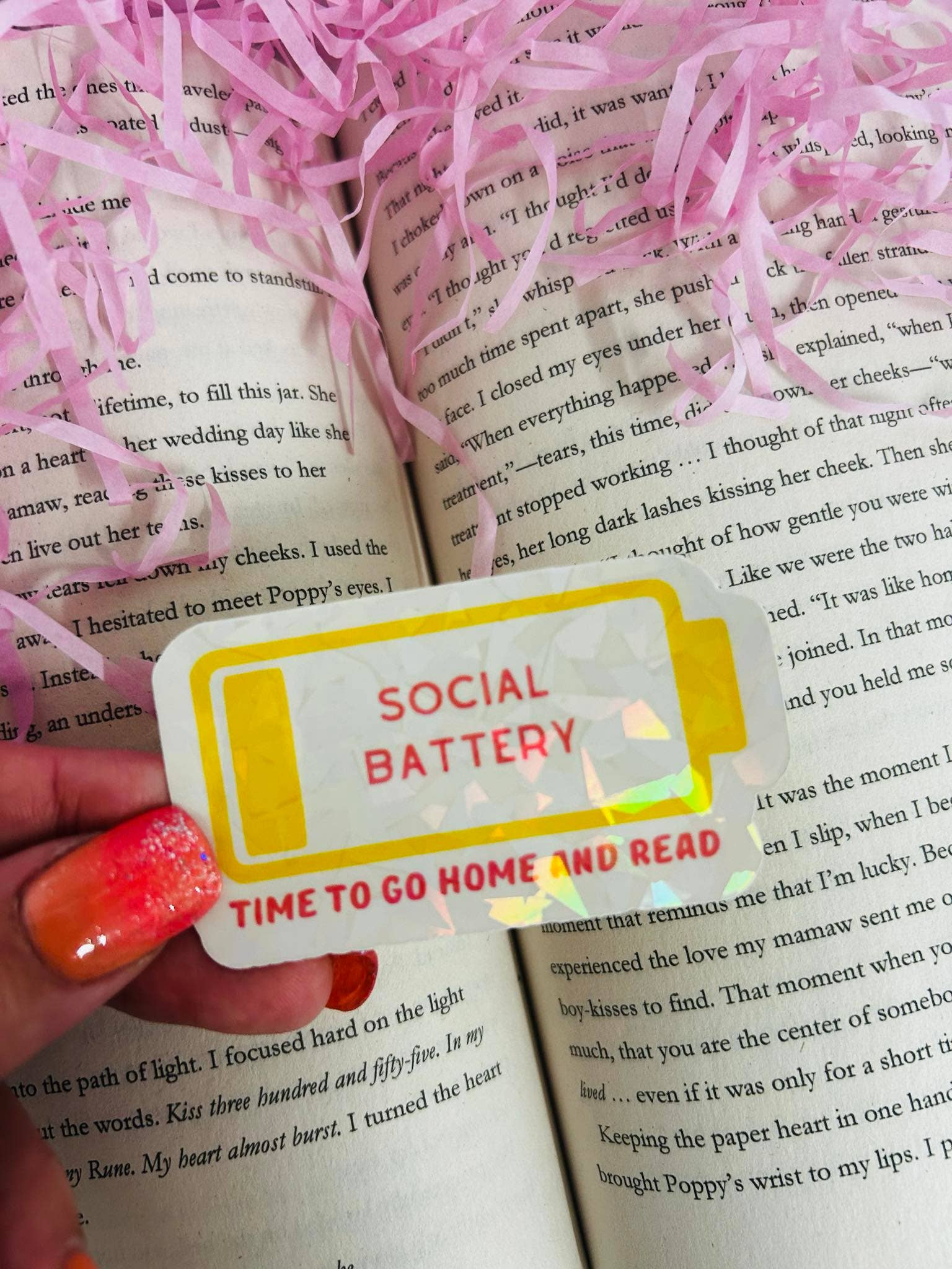 TheBookShack – wholesale Sticker – Social Battery holographic sticker2