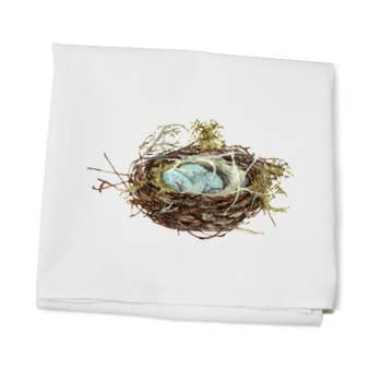 nest + three eggs flour sack towel for wholesale by Tina Labadini Designs