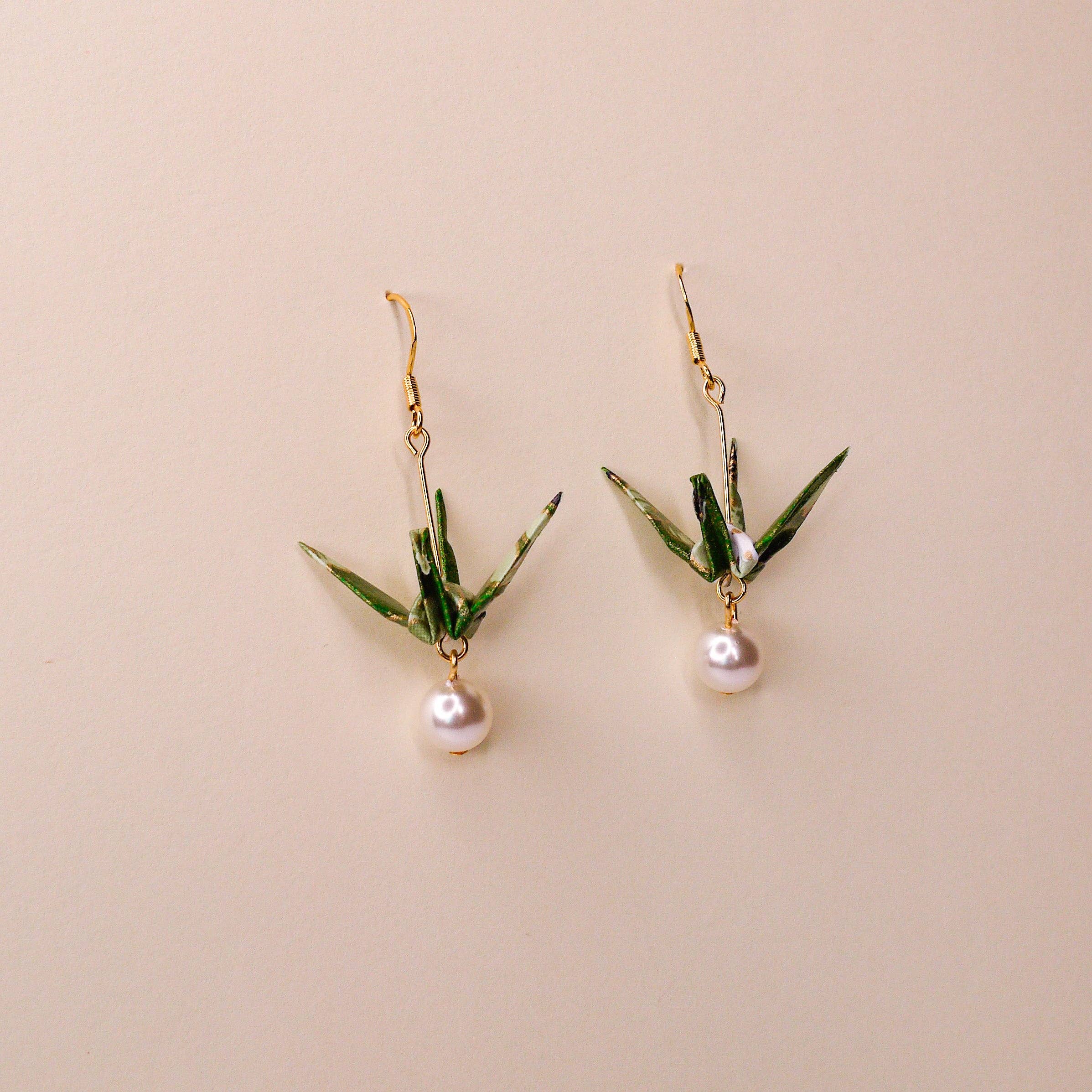 Kamyi.Art Origami Designs - Wholesale Dangle Earrings - [HEALTH] Crane and Pearl Earrings2