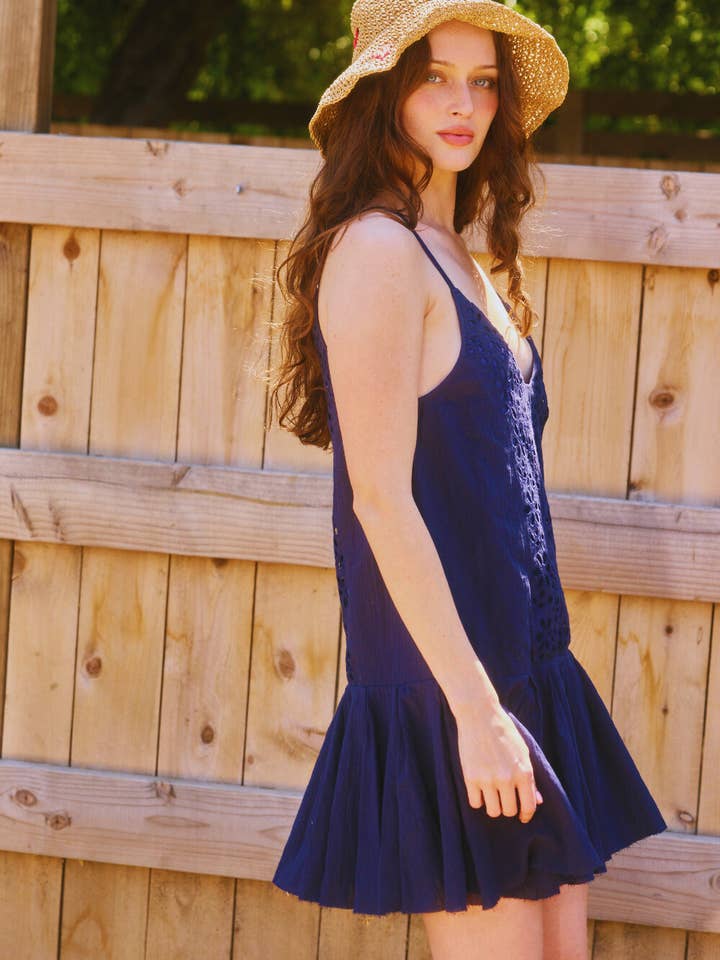 Lavande ID4290 Robe nuisette à taille basse en dentelle contrastante en vente sur Faire11