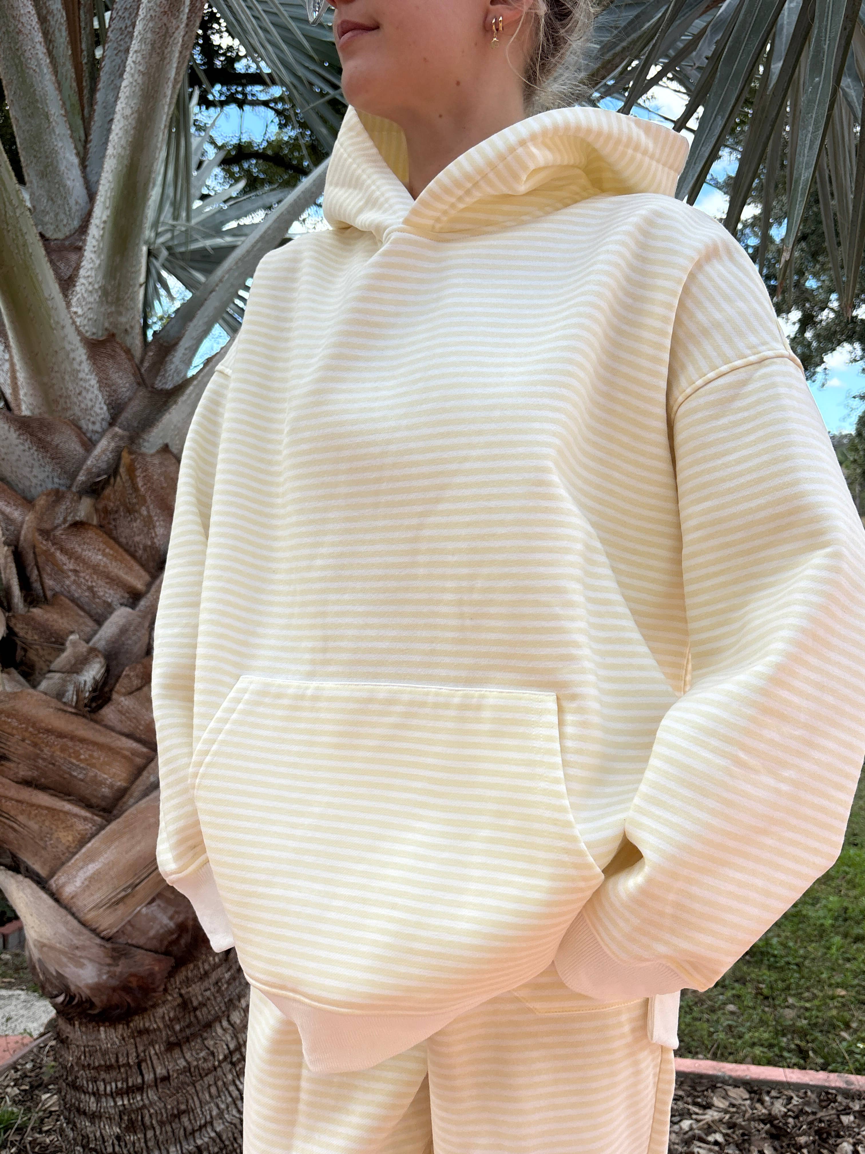 Baby Yellow and White Big Striped Hoodie for wholesale on Faire14