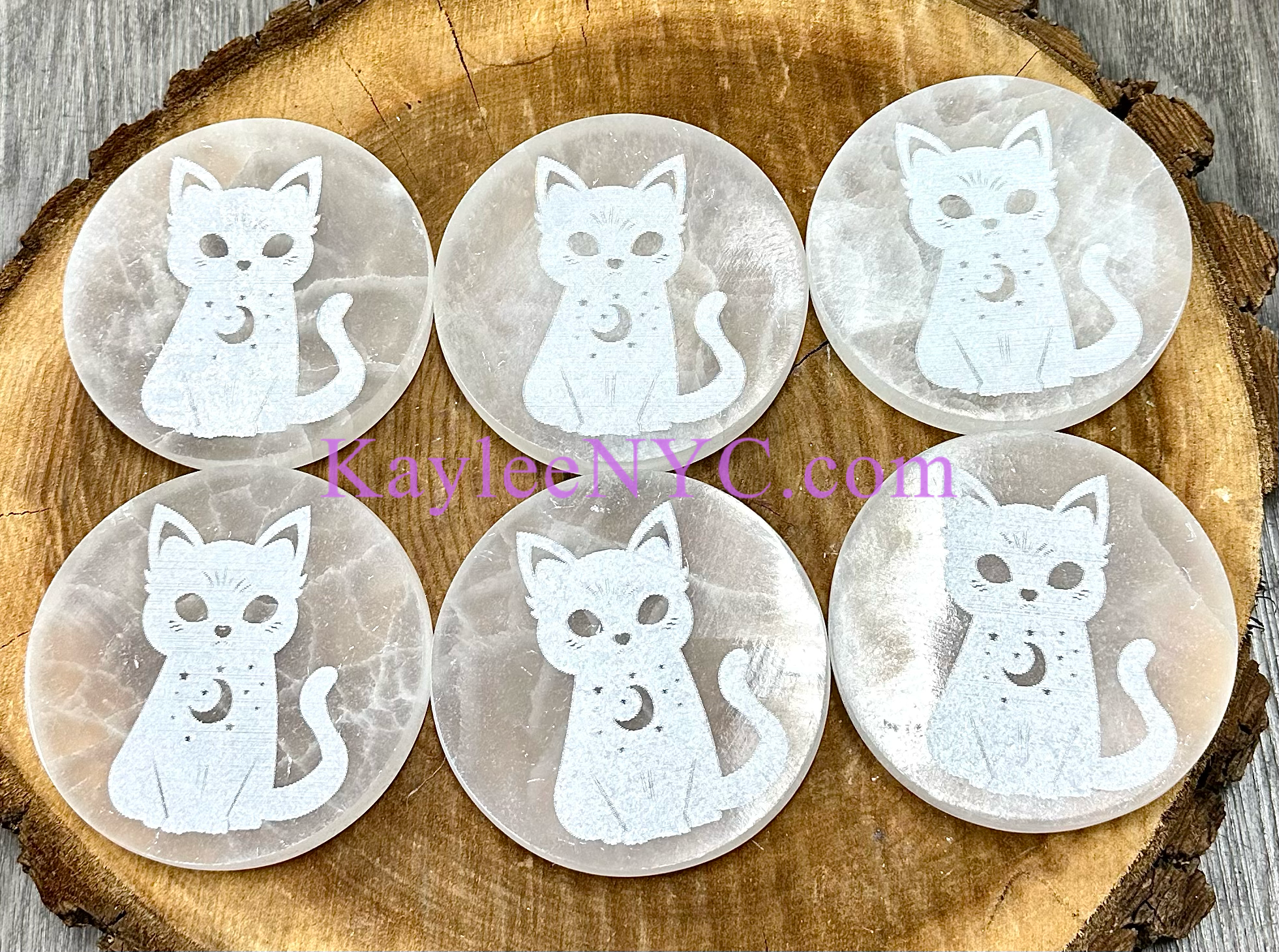 KayleeNYC - Wholesale Crystal Charging Plate - Natural Selenite aka Satin Spar Cat Charging Plate3