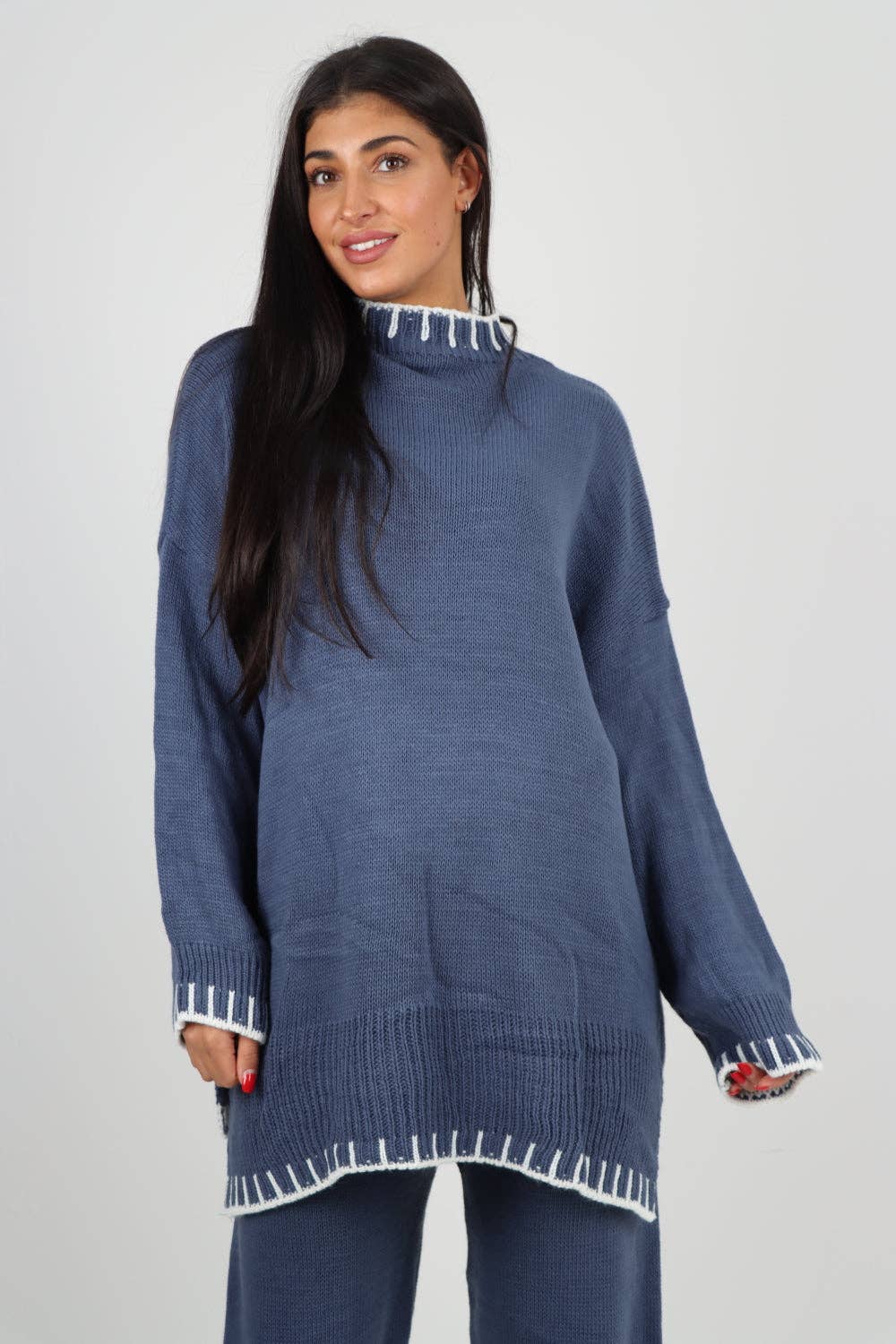 Miss Bold – Engroshandel Loungesæt - Dame – Italienske oversize strikkede sæt i matchende design9