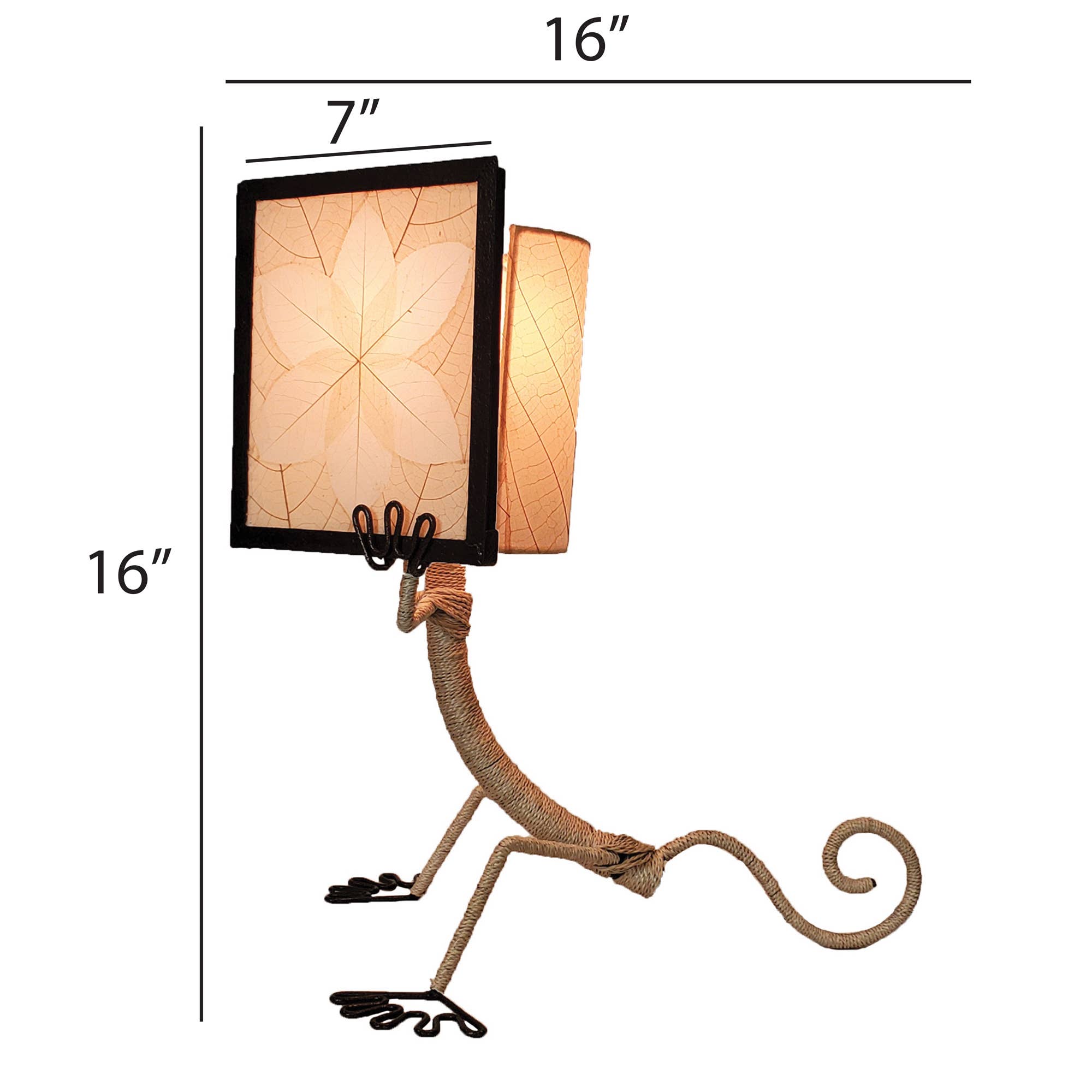 Eangee Home Design - Wholesale Accent/Desk Lamp - Enlightened Gecko Table Lamp Natural, Cocoa Leaves on Shade3