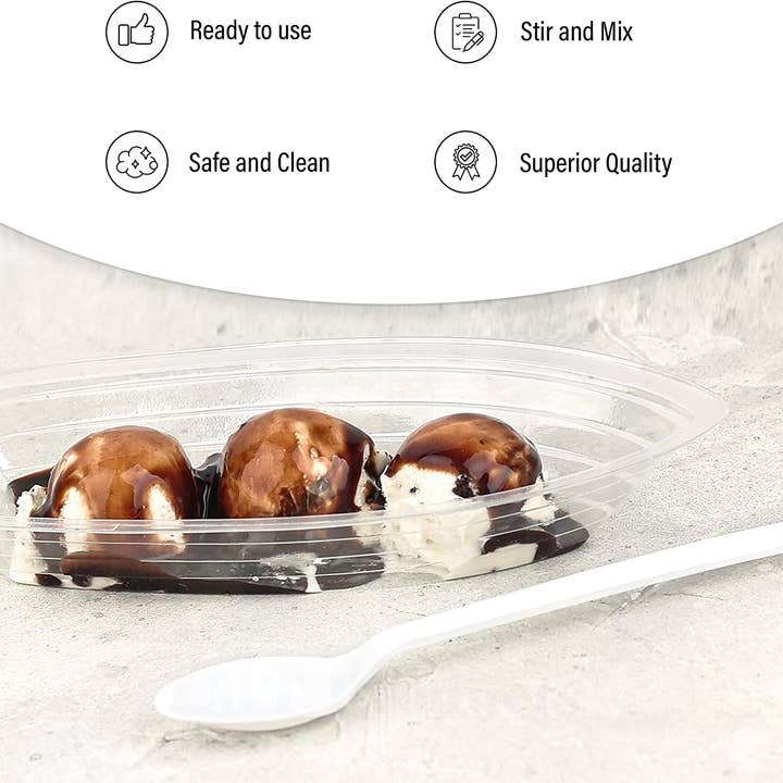 MT Products - Wholesale Kitchen Spoon - MT Products White Long Plastic Disposable Spoons for Sundae6