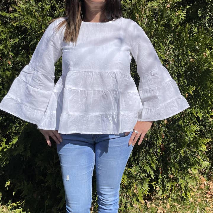 Linnen gelaagde top voor wholesale door Ethic Attic