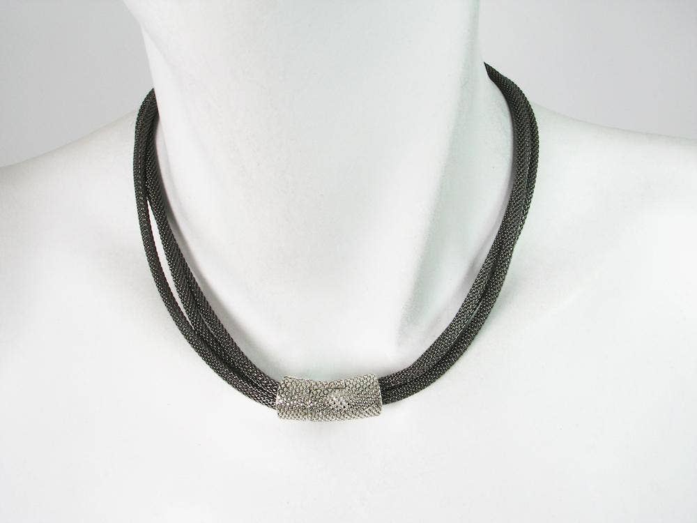 Erica Zap Designs - Wholesale Link & Chain Necklace - 3-Strand Mesh Necklace with Textured Magnetic Clasp4