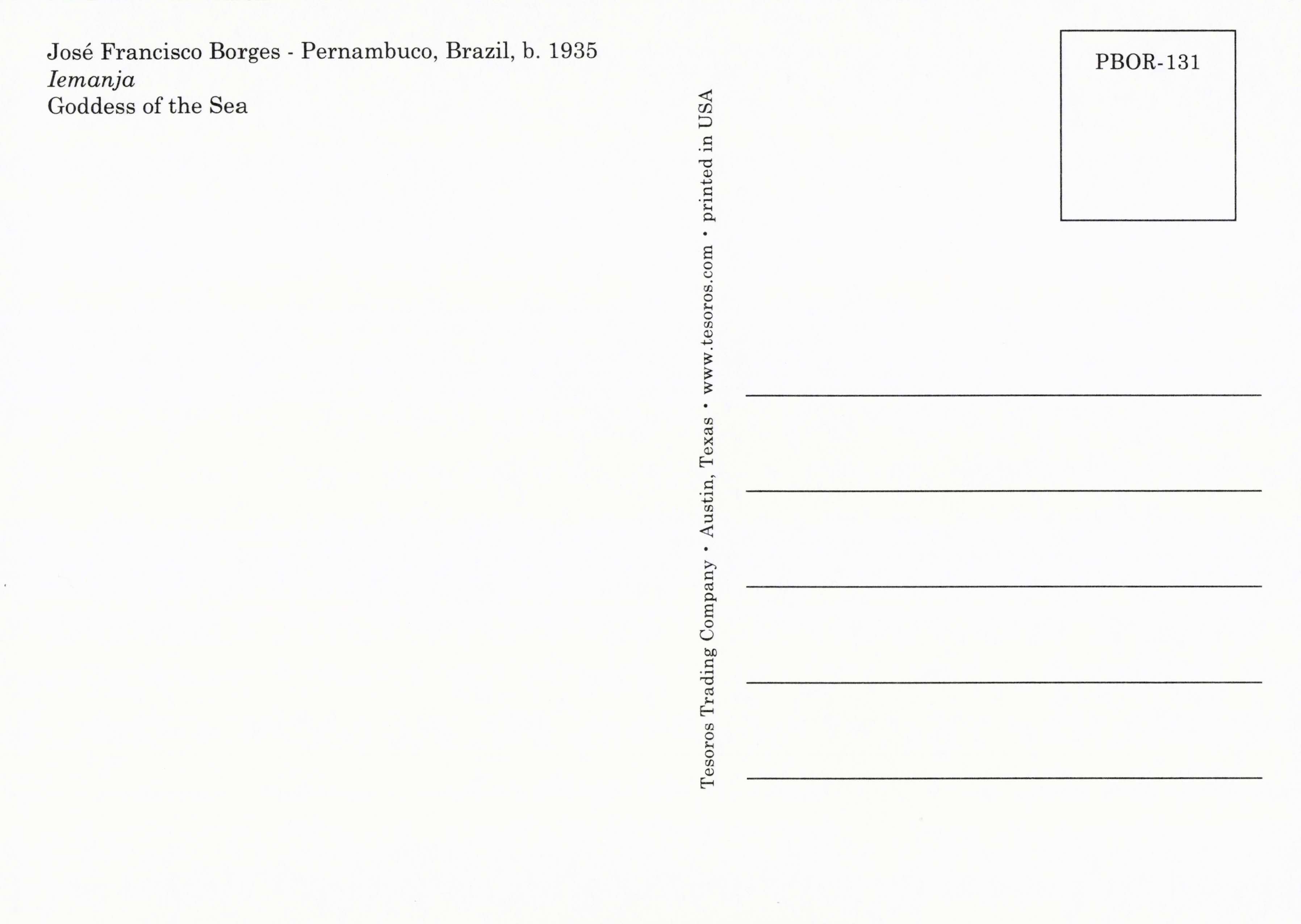 Tesoros Trading Company - Wholesale Postcard - J. Borges Postcard Series - Iemanja- Goddess of the Sea1