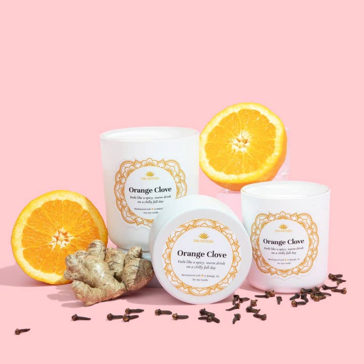 Vela de clavo naranja, 8 oz | Vela navideña | Vela navideña para venta al por mayor de 700 Rivers