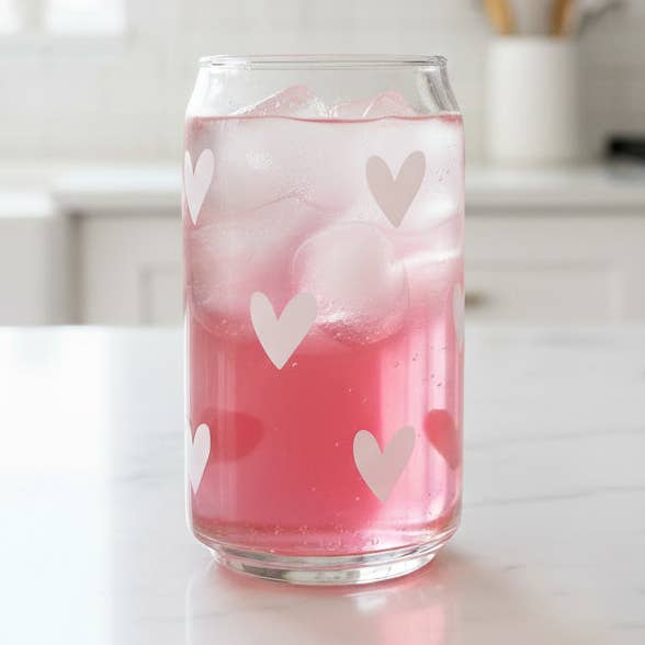 Tin can with print "White Hearts" for wholesale by cool people club