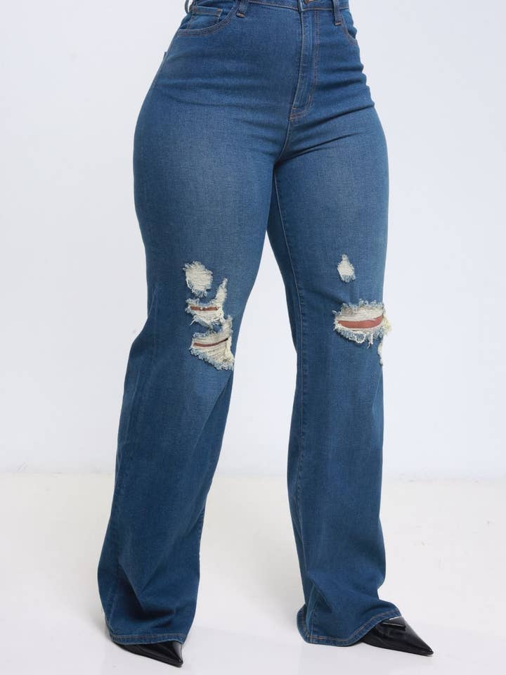 JEAN LARGE À TAILLE HAUTE pour la vente par 5besties inc