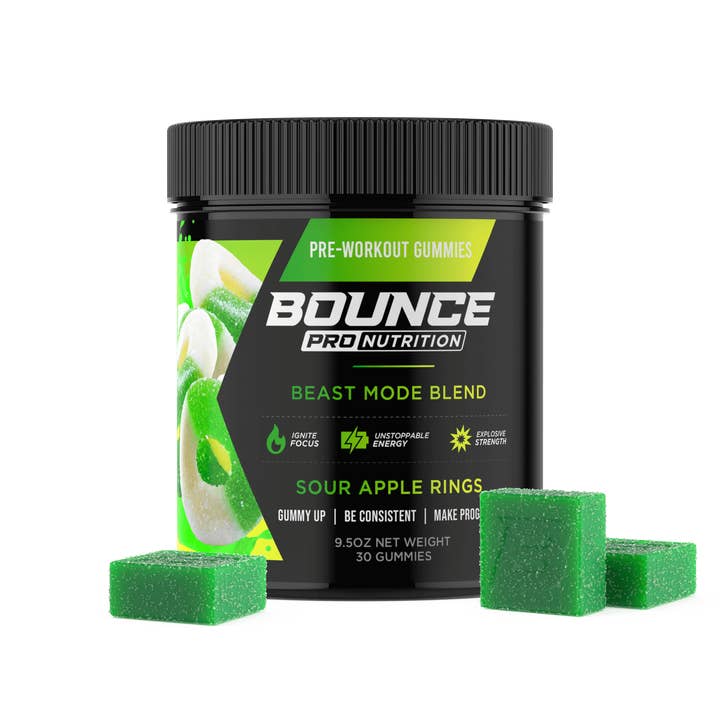 Bounce Nutrition - Wholesale Oral Supplement/Vitamin - Pre-Workout Gummies - Beast Mode - Sour Apple V2
