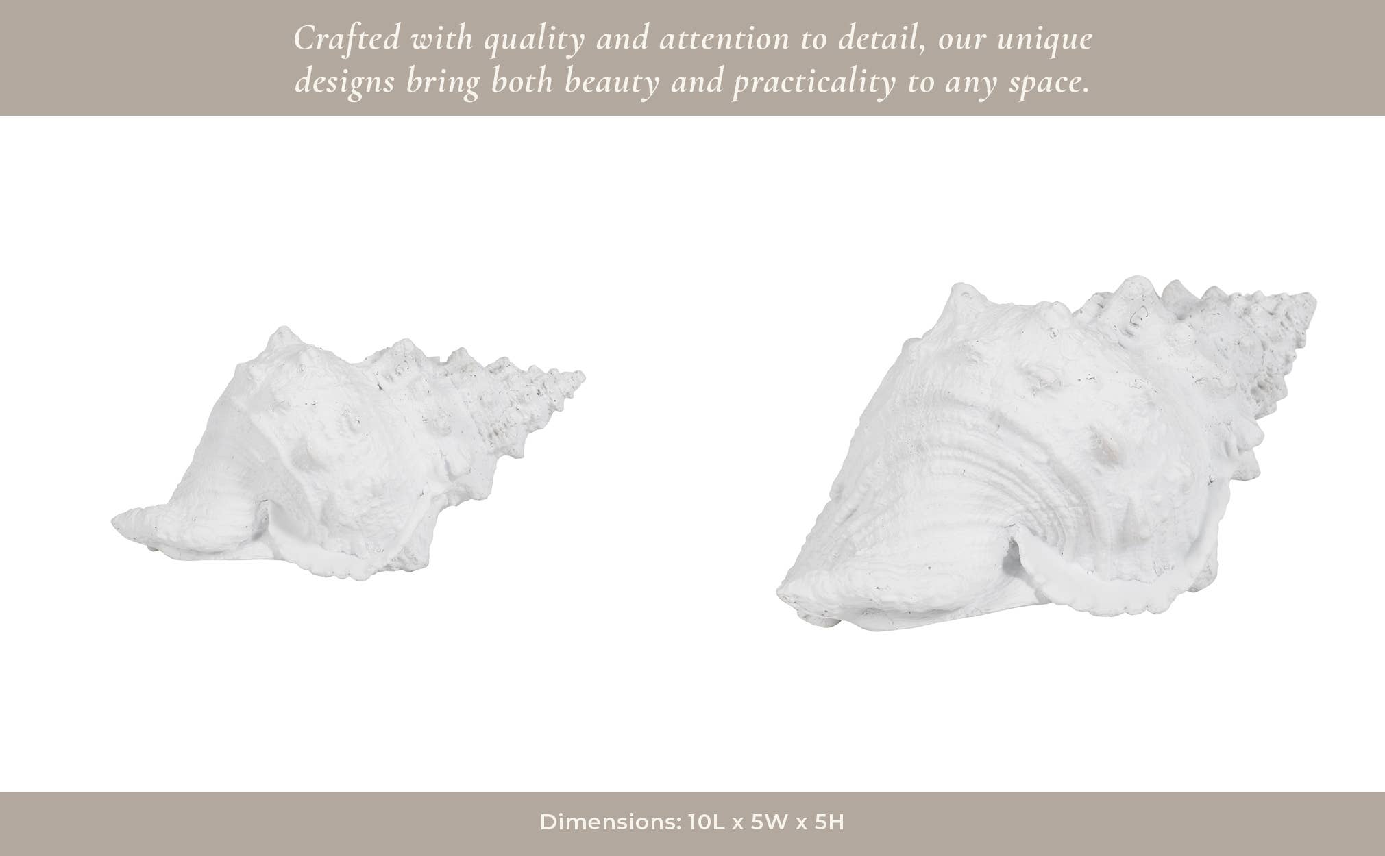 Sagebrook Home - Wholesale Decorative Figurine - Figurine - White Resin Coastal Solid Conch Shell, 10 in.12