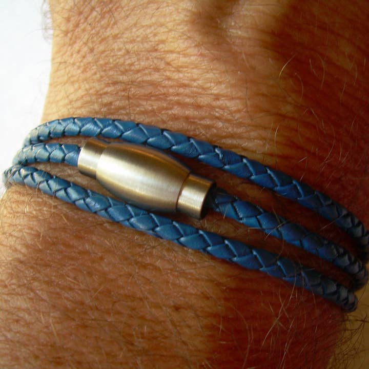 Mens Bracelets Leather, Leather Bracelets, Men's Bracelets, Leather Bracelets for Men, Leather Wrap Bracelet, Steel, Magnetic Clasp, for wholesale by Urban Survival Gear USA