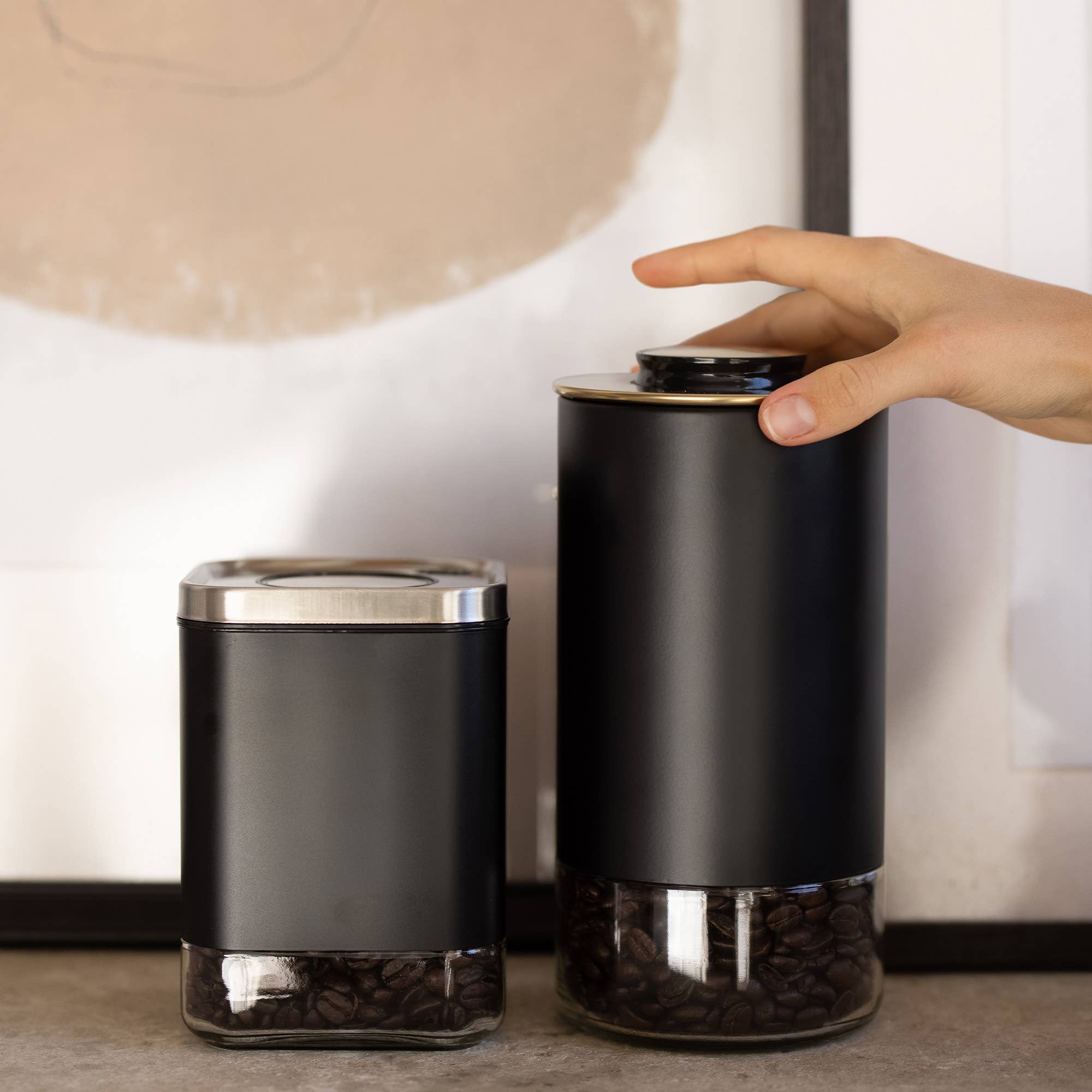 Kaffe - Wholesale Canister - Kaffe Coffee Canister Storage Container Black/Gold Round9