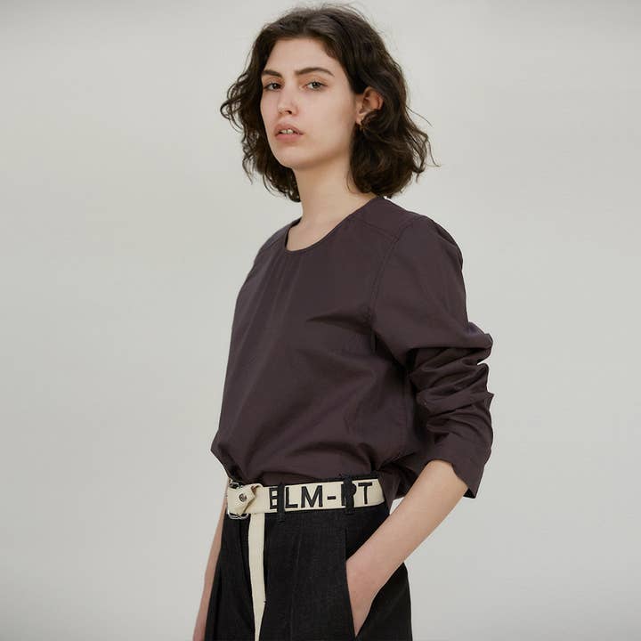 Ryder poplin long sleeved shirt in cotton - Dark brown voor wholesale door ELM-PT