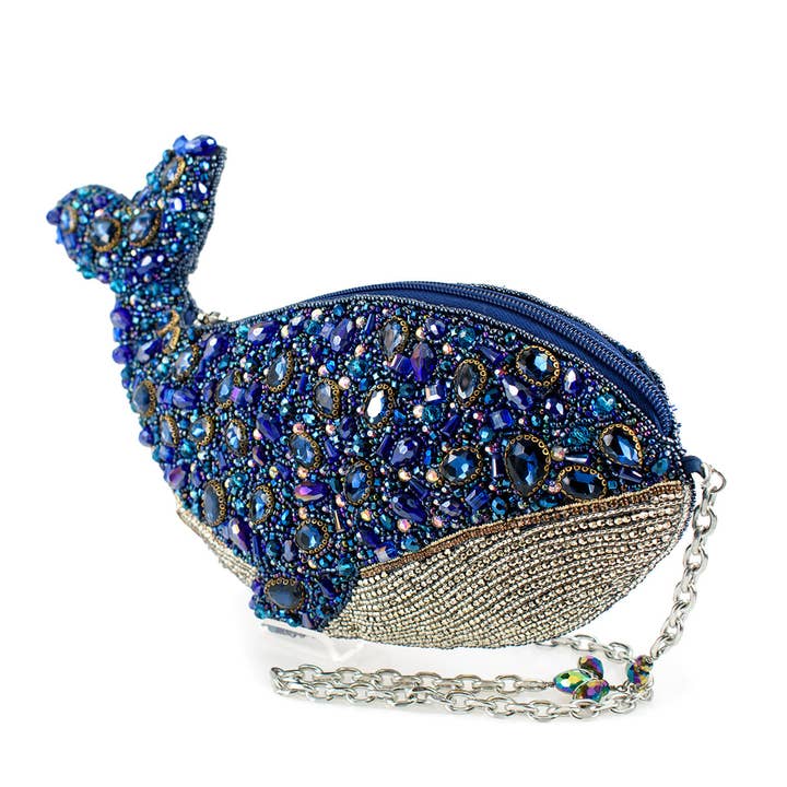 Mary Frances Accessories - Wholesale Crossbody Bag - Women's - Whale of a Time Blue Beaded Whale Crossbody Handbag