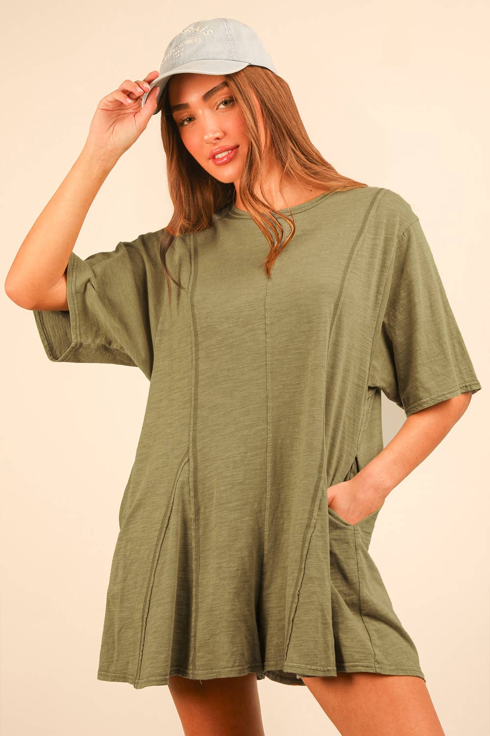VERY J - Wholesale Romper - Women's - NP70727-Mineral Washed Oversized Knit Comfy Romper34