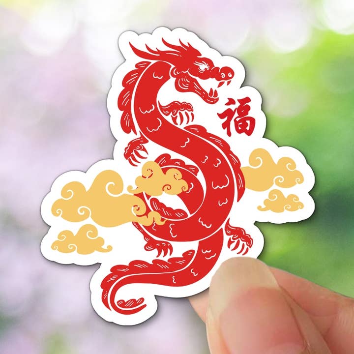 Chinese New Year Sticker, Fu, Year Of The Dragon 2024 for wholesale by Apsara Labels