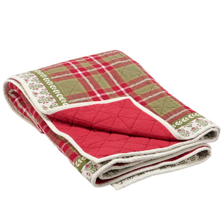 Quilted Plaid Christmas Throw for wholesale by Primitives by Kathy