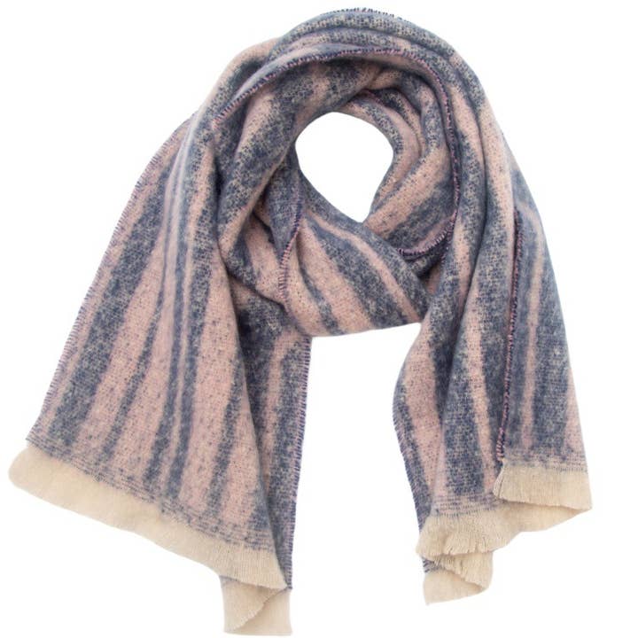 Adorro - Wholesale Scarf - Women's - Soft Chunky Abstract/Geometric Lines Fleece Scarf (8 colors)4