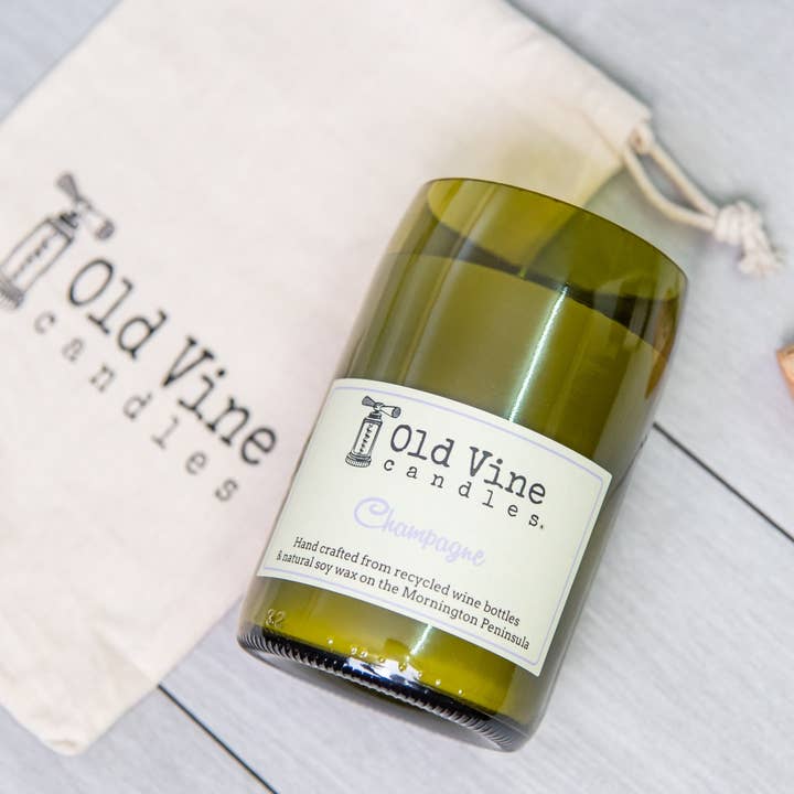 Old Vine Candles - Wholesale Jar/filled candle - 'Champagne' - Recycled Wine Bottle Candle1