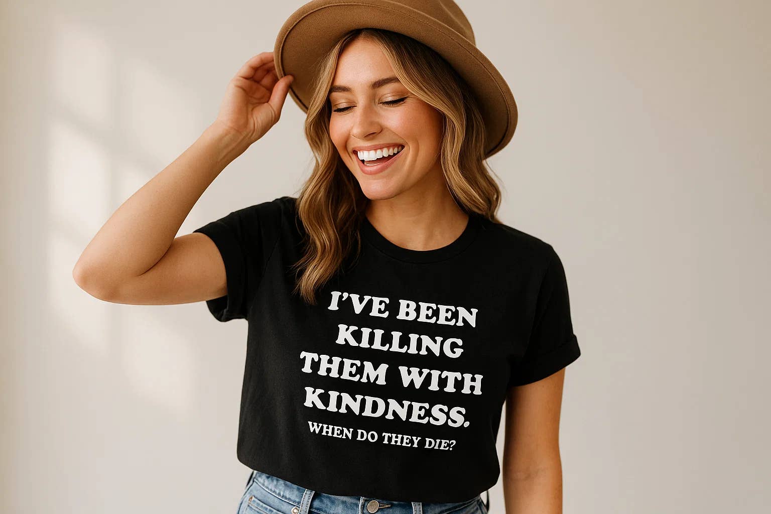 Soleinspire - Wholesale Screen Printed T-Shirt - Unisex - I've Been Killing Them With Kindness, funny t-shirt, sarcasm
