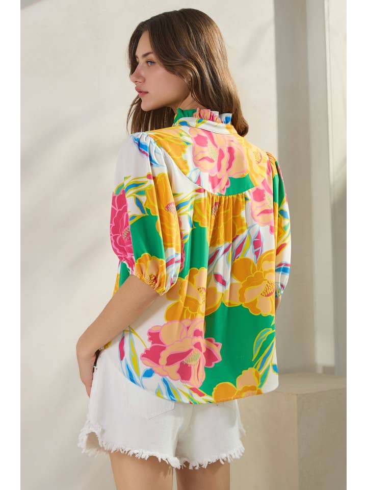 Oddi - Vente Chemise à col boutonné – femme - Blouse Imprimée Florale3