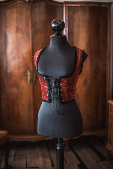 Costurero Real - Wholesale Corset - Women's - Red Velvet Corset bodice, Tapestry fabric Victorian Gothic