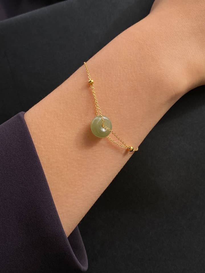 Coin — Bracciale in oro e giada verde per la vendita all'ingrosso da parte di seree