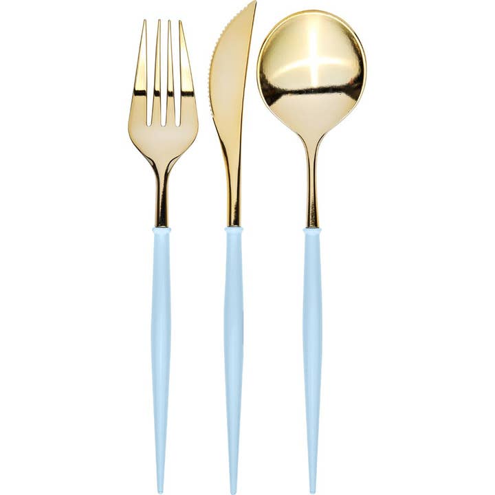 Bella Cutlery Gold/Sky Blue Handle/24pkg for wholesale by Sophistiplate