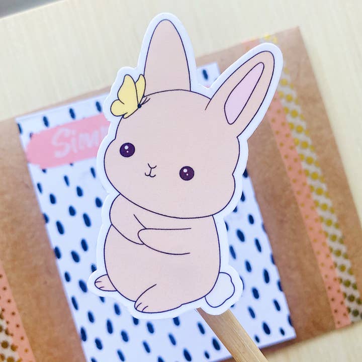 Autocollant imperméable à l'eau lapin mignon pour la vente par Simply Bella Handmade