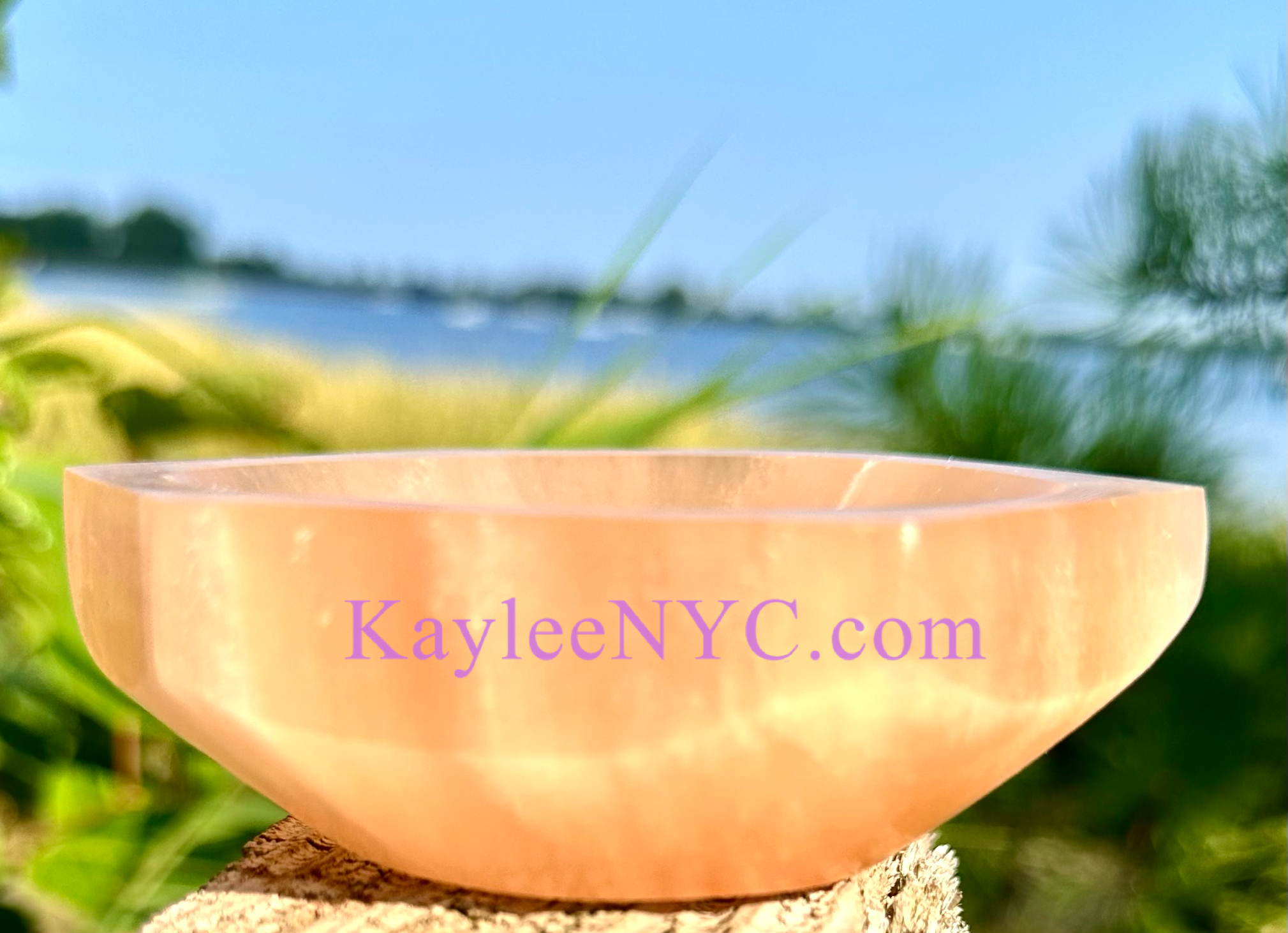 KayleeNYC - Wholesale Spiritual Stone/Crystal - Natural Peach Selenite Satin Spar Hexagon Bowls ~10cm2